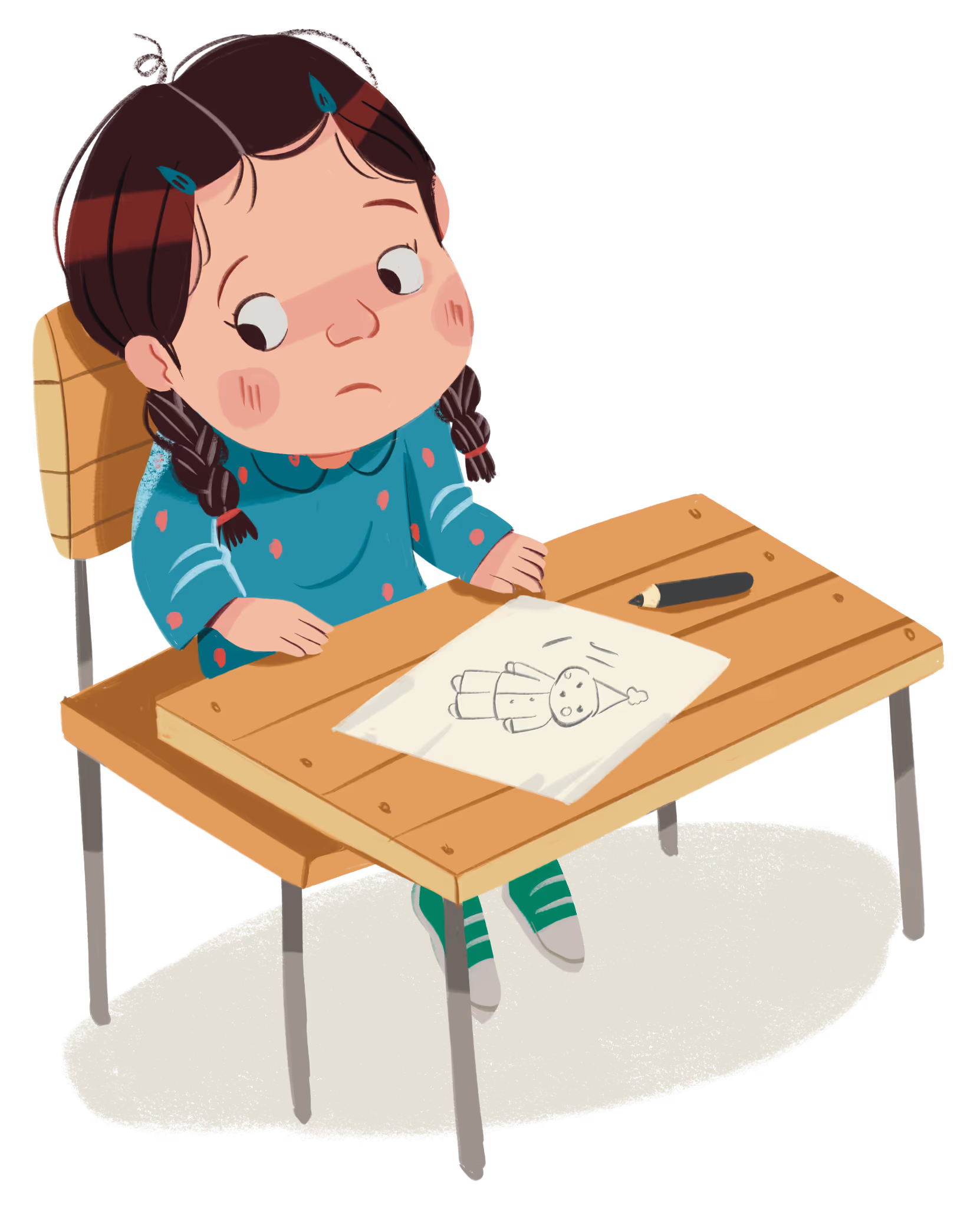 A disengaged looking student doodling
