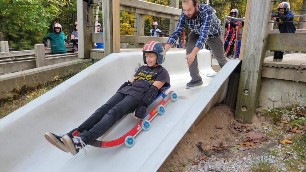 Students on a luge field trip