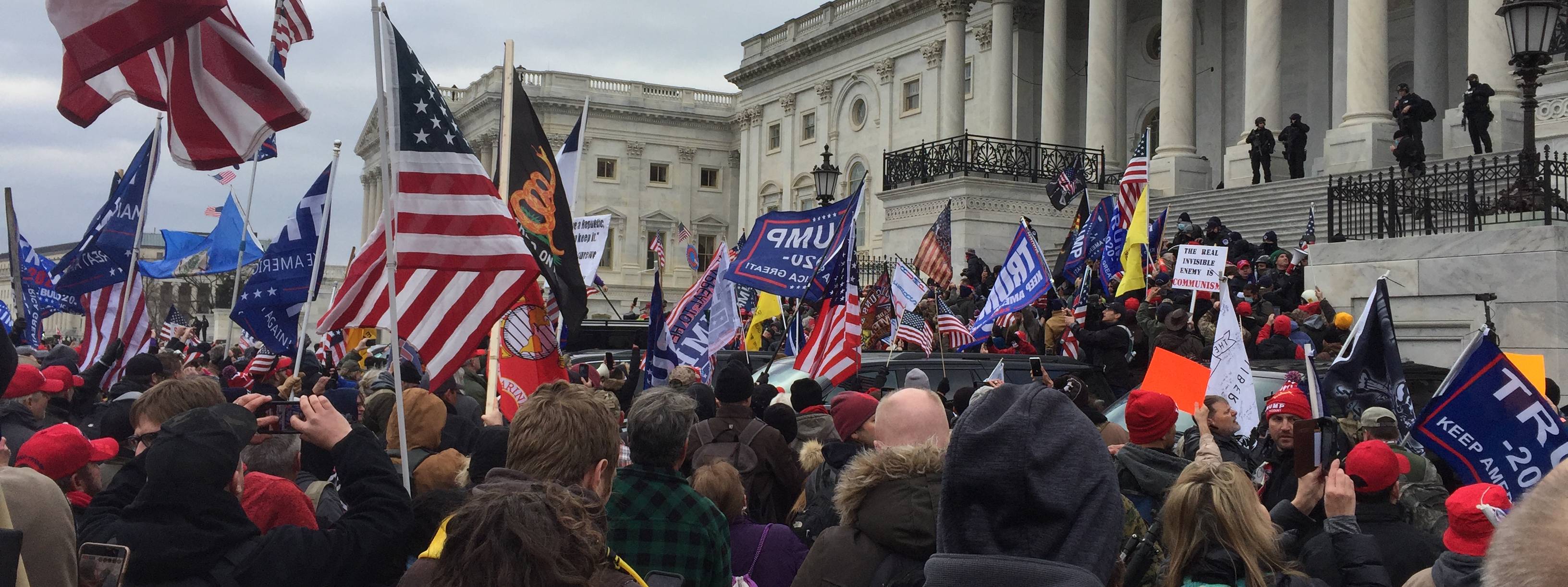 Crowd of Trump supporters marching on the US Capitol on 6 January 2021